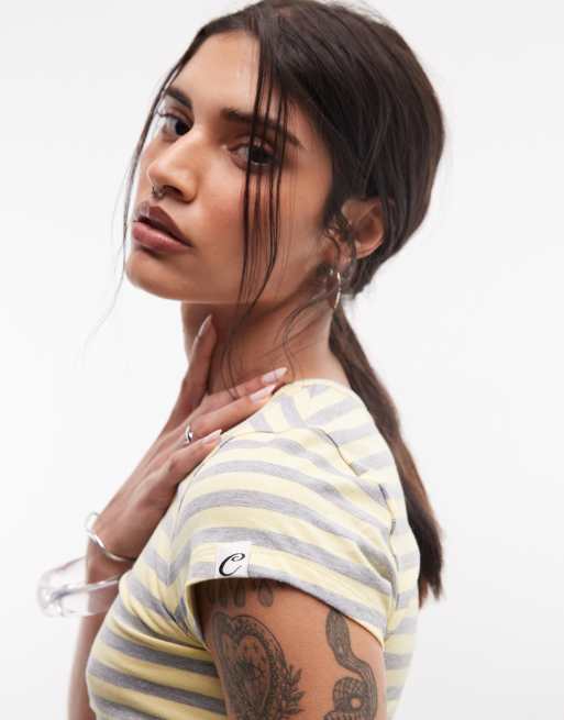 COLLUSION henley baby tshirt in yellow stripe co-ord, 2 of 4