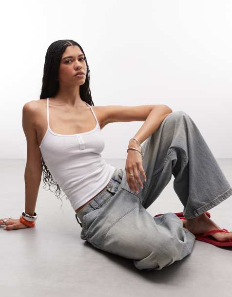 COLLUSION - Henley cami met racerback in wit - view 1