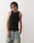 [Collusion] COLLUSION Henley muscle singlet in black S BLACK