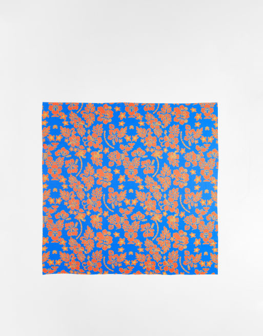 COLLUSION hibiscus floral print swim headscarf in blue
