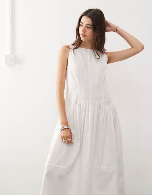 COLLUSION high neck dress in white