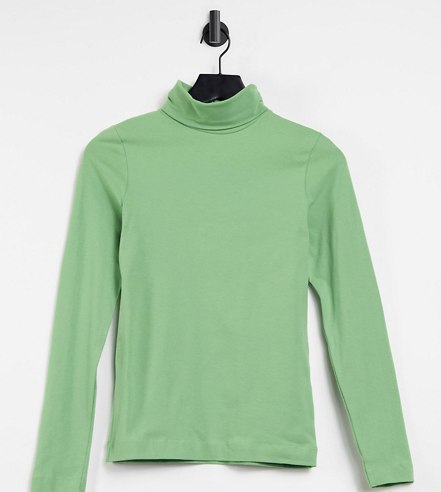 COLLUSION high neck long sleeve top in green-Brown