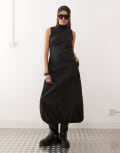 [Collusion] COLLUSION high neck tech midi dress in black 4 BLACK