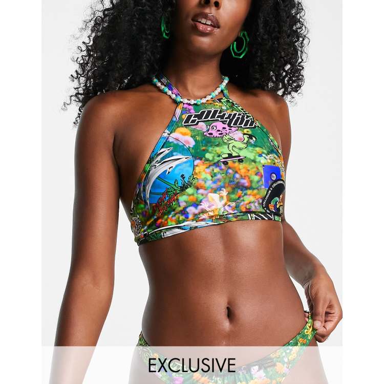 High neck sales bikini asos