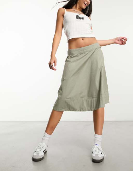 COLLUSION hitch tie midi skirt co-ord in khaki | ASOS