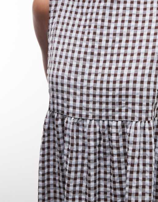 COLLUSION – Hochgeschlossenes Hängerkleid mit Vichy-Karo in Blau, 4 von 4