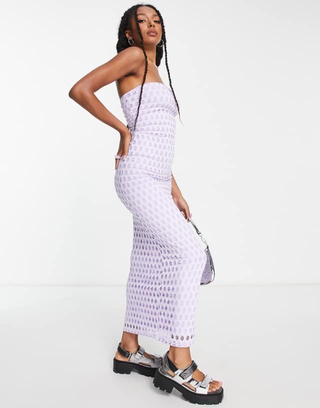 COLLUSION hole bandeau maxi dress in lilac