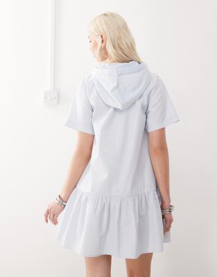 Collusion Hooded Athletic Mini Dress-blue In Blue