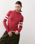 [Collusion] COLLUSION hooded base layer top in cherry red-Black M RED