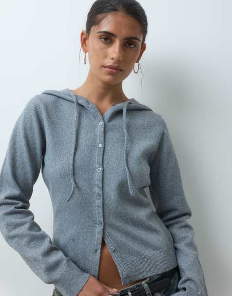 COLLUSION hooded knited cardigan in gray - view 1