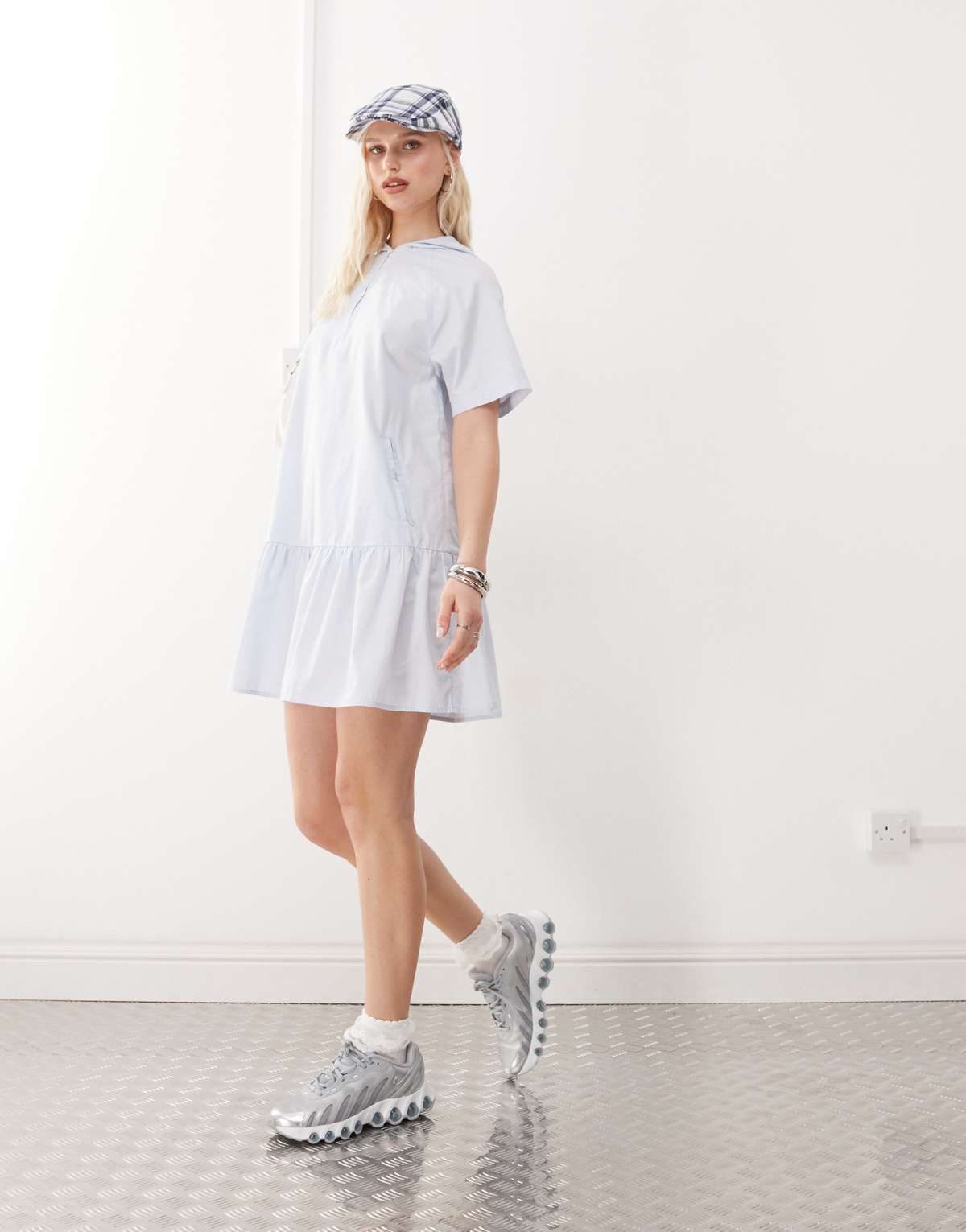 COLLUSION hooded sports mini dress