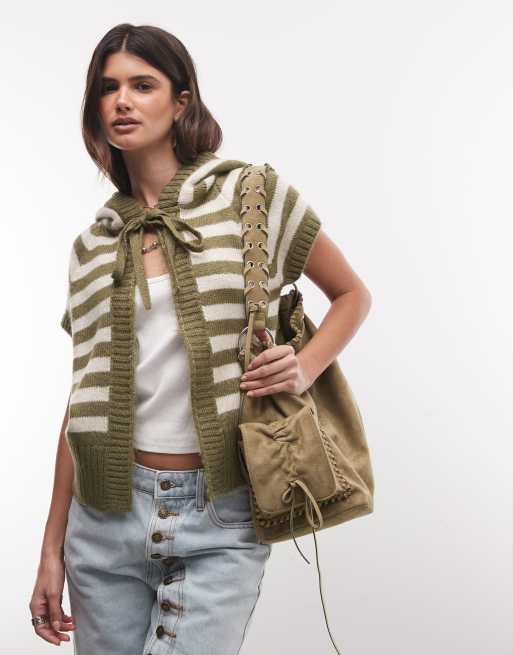 COLLUSION hooded tie front cardigan in multi stripe, 2 of 4