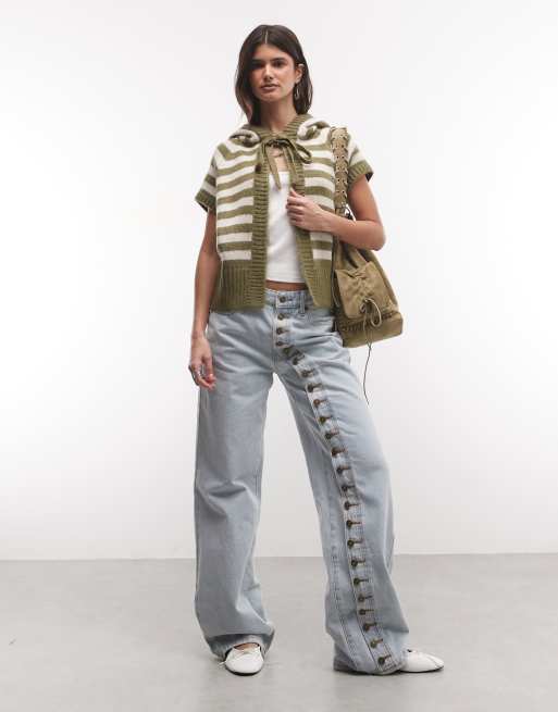 COLLUSION hooded tie front cardigan in multi stripe, 3 of 4