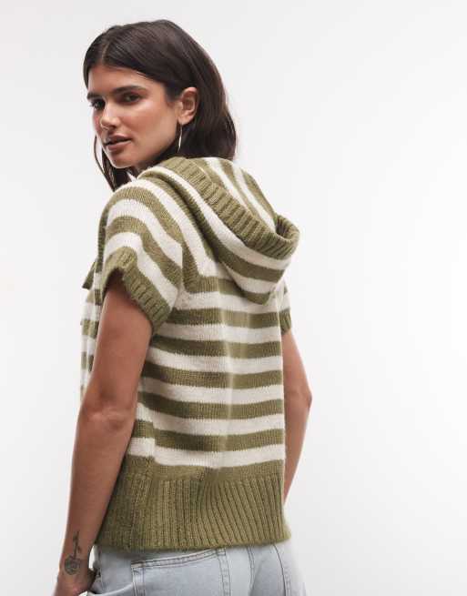COLLUSION hooded tie front cardigan in multi stripe, 4 of 4