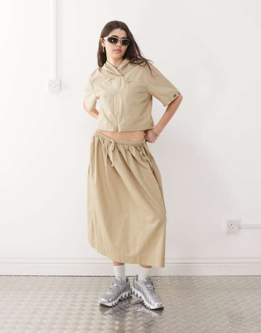 COLLUSION hooded zip front shirt in stone - part of a set, 2 of 4