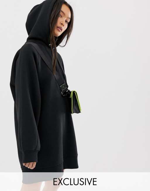 COLLUSION hoodie dress in black