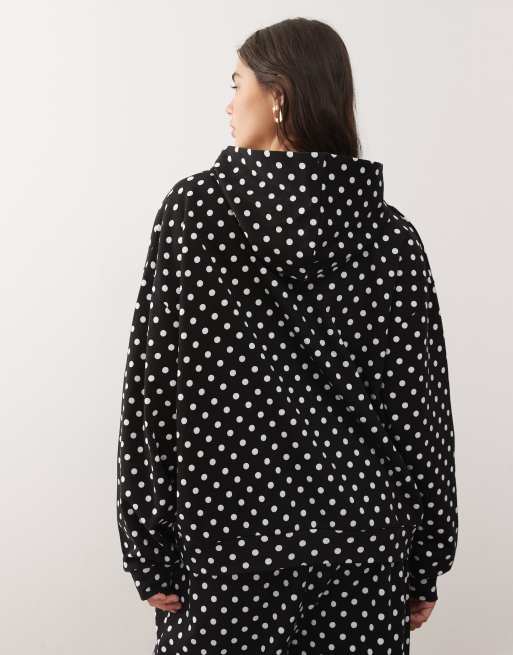 COLLUSION hoodie in black and white polka dots