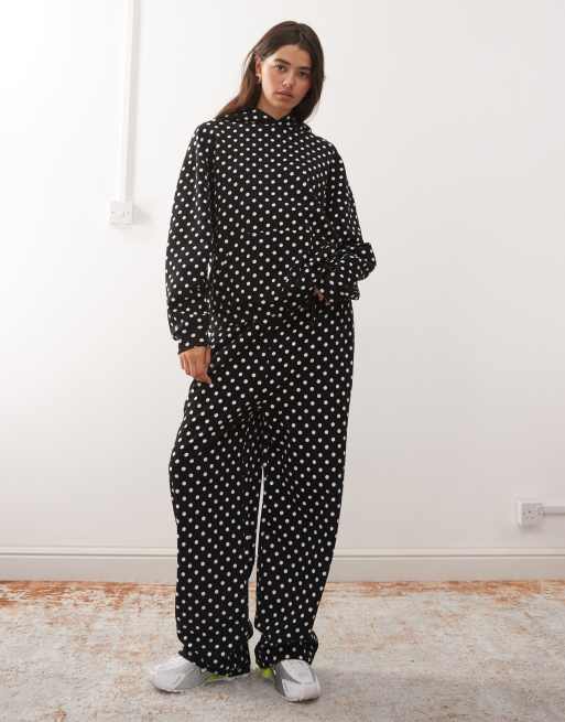 COLLUSION hoodie in black and white polka dots