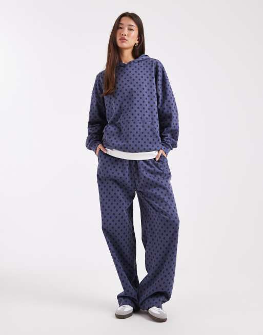 COLLUSION hoodie in blue polka dot