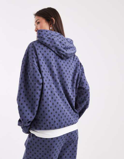 COLLUSION hoodie in blue polka dot