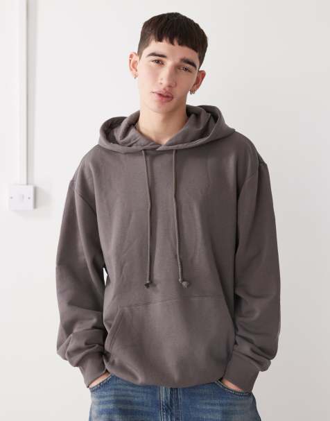 ASOS Design Oversized Hoodie with Varsity Boucle Badge in Gray Heather