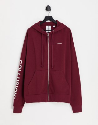 Collusion Hoodie In Red