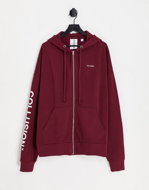 Superdry Zip-up sweatshirt - track burgundy marl/red 