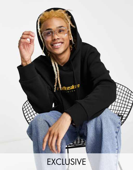 COLLUSION - Hoodie met geborduurd logo in zwart