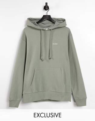 Collusion Hoodie With Logo Print In Gray-grey In Green