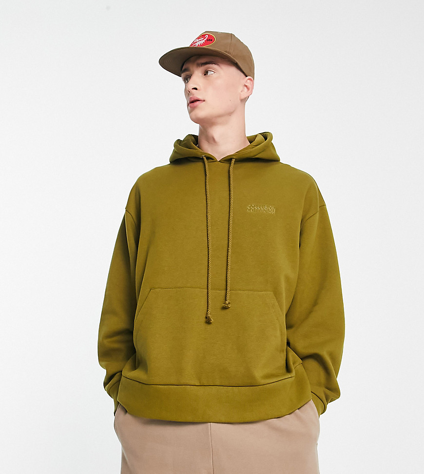 COLLUSION hoodie with mirror print in washed green