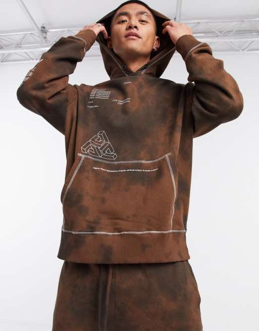 Brown tie store dye hoodie