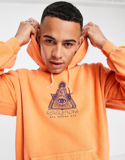 COLLUSION hoodie with print in rust acid wash, 2 of 4