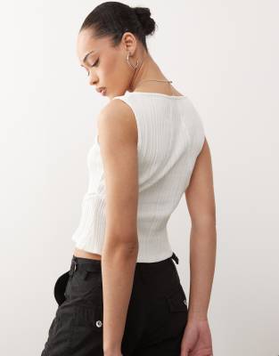 Collusion Hook And Eye Detailed Tank Top In White