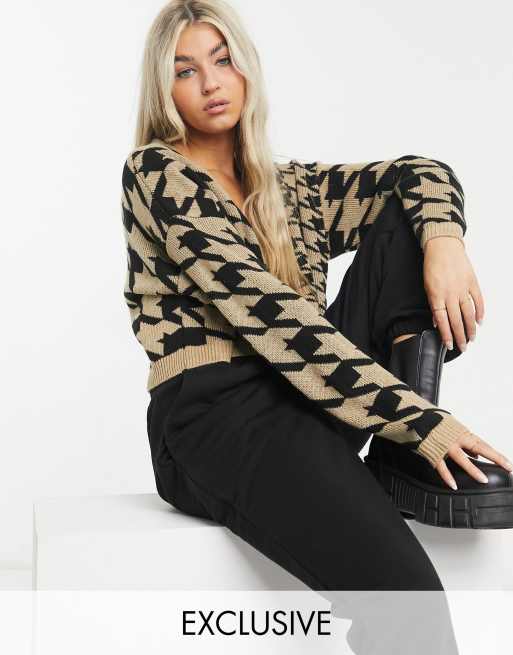 COLLUSION houndstooth cardigan co ord