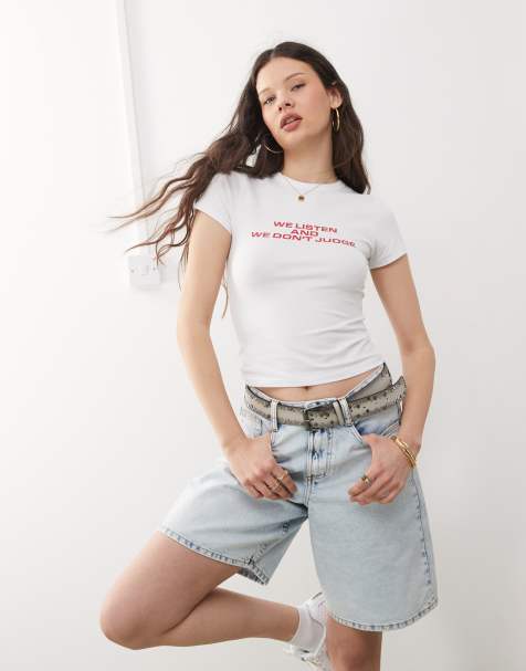 COLLUSION - Hvid baby-T-shirt med grafisk 'Listen Don't Judge'-print - view 1