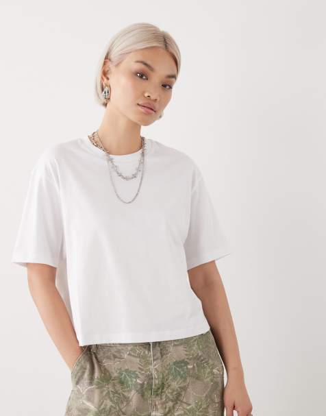 COLLUSION - hvid firkantet t-shirt med korte ærmer - view 1