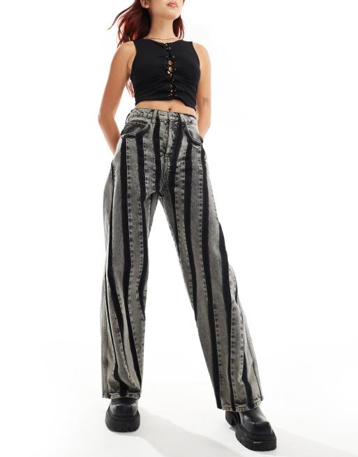 COLLUSION - Iconic - Baggy jeans met naaddetail en lage taille in acid wash grijs