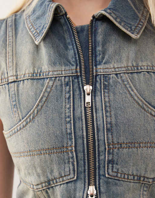 COLLUSION iconic denim vest in vintage wash - part of a set, 3 of 4