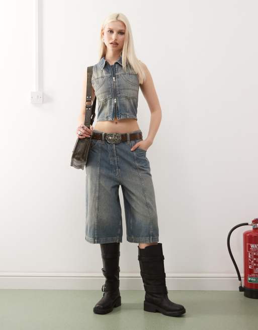 COLLUSION - Iconic - Ensemble en jean - Bleu vintage délavé
