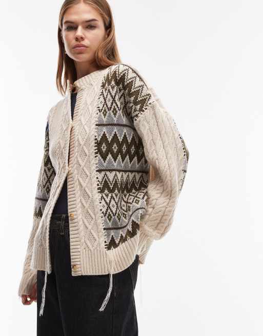 COLLUSION iconic spliced Fair Isle cardigan