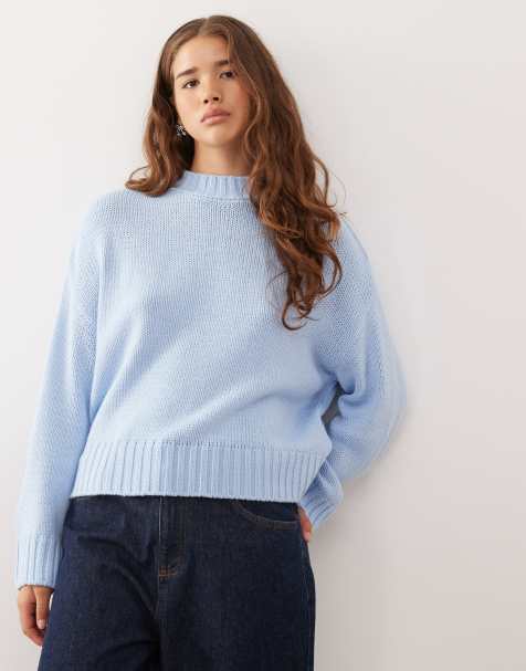 COLLUSION icy blue knit throw on sweater - view 1