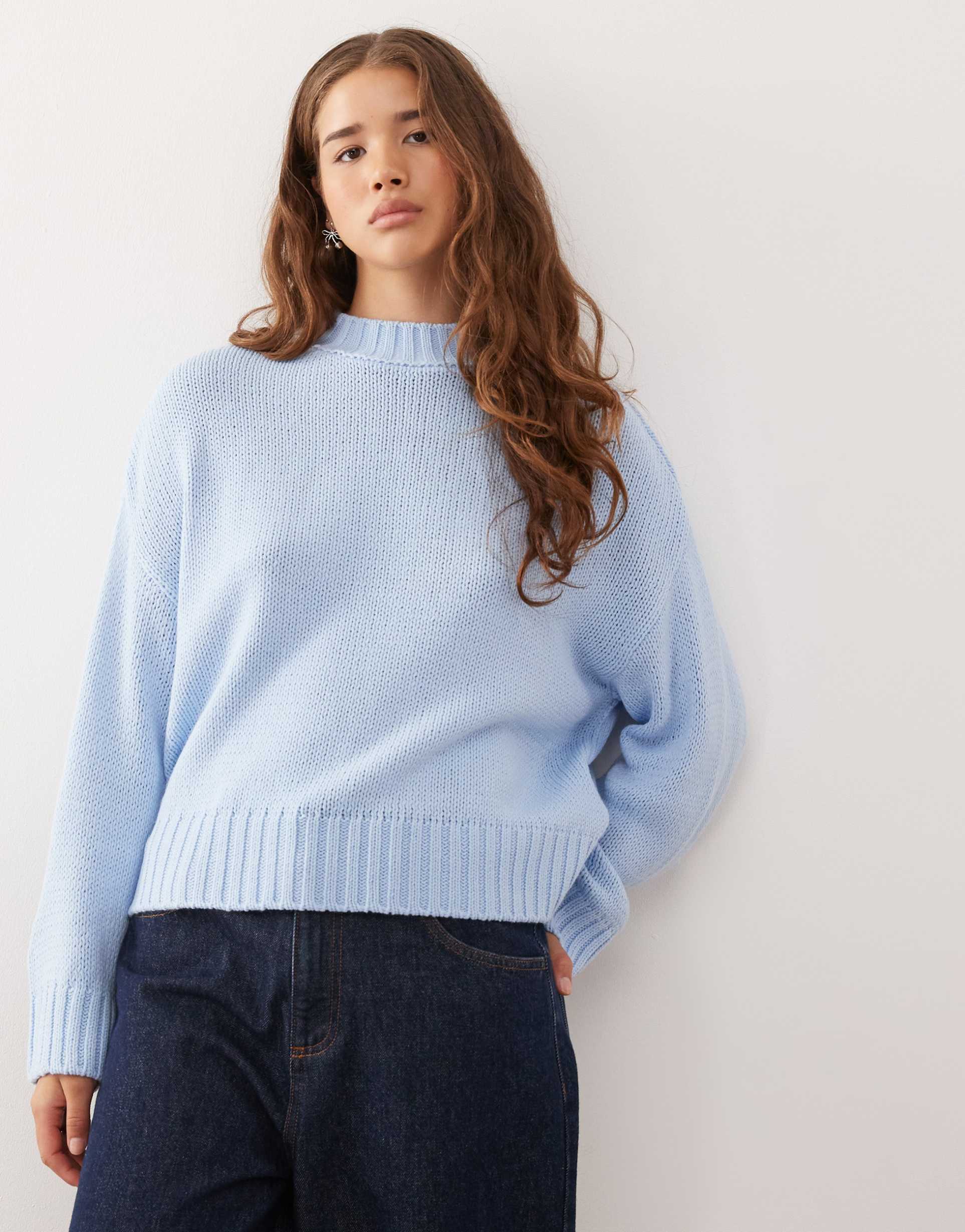 collusion icy blue knit throw on sweater
