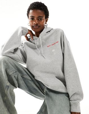 COLLUSION I'm not your GF hoodie in grey marl