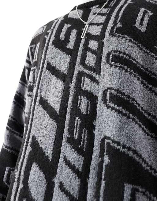 COLLUSION - Jacquard gebreide trui in zwart, 2 van 4