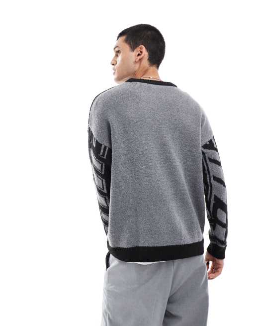 COLLUSION jacquard knit jumper in black, 4 of 4