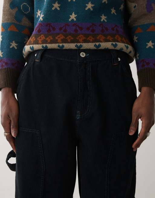 COLLUSION baggy carpenter jeans in navy cord