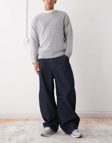 COLLUSION - Jean bouffant à surpiqûres contrastées - Brut - view 1