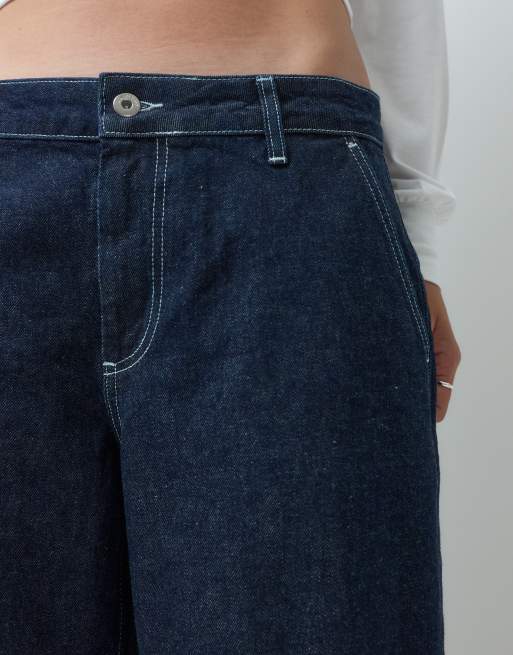 COLLUSION jeans 3/4 a lunghezza irregolare con laccetto al fondo, lavaggio rinse, 5 di 5