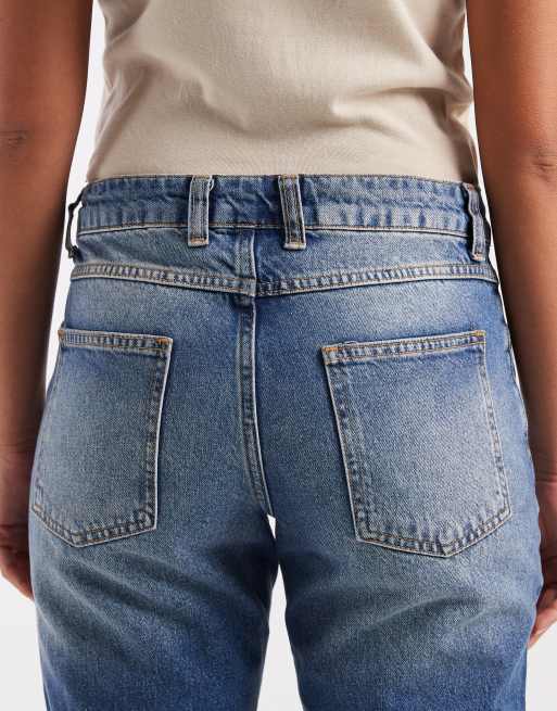 COLLUSION - Jeans a zampa a vita bassa con cuciture ritorta blu slavato, 5 di 5