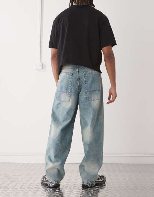 COLLUSION - Jeans ampi tie-dye blu, 3 di 5